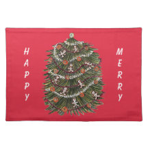 Cotton Christmas Tree Red Tischset