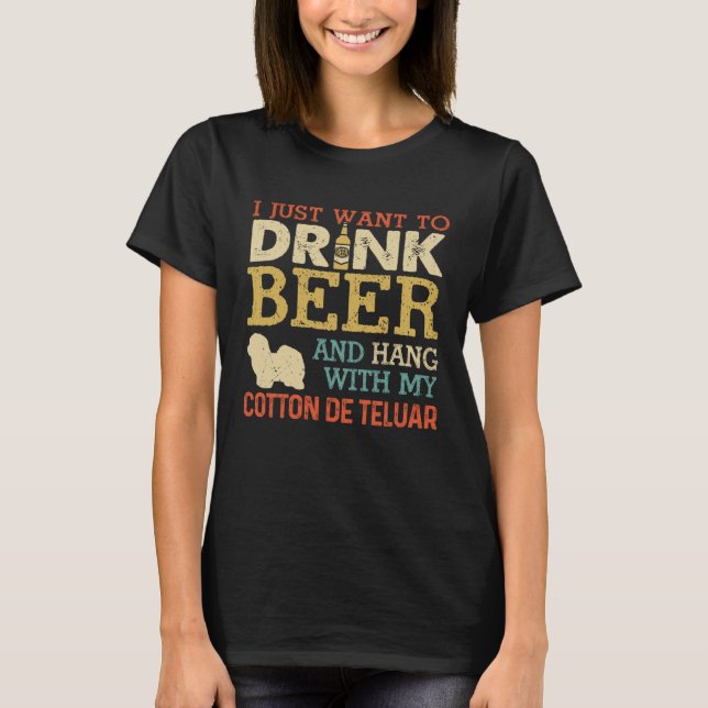 Cotton De Teluar Dad Drink Beer Hang With Dog  Vin T-Shirt (Vorderseite)