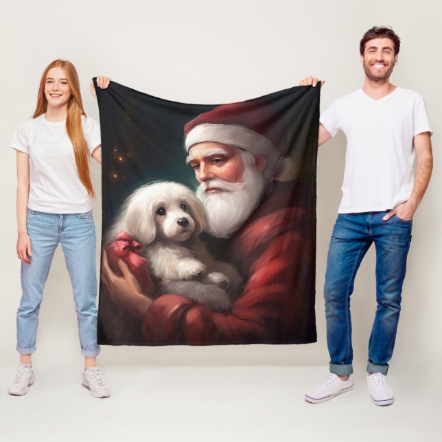Cotton de Tulear mit Weihnachtsfeiertag des Weihna Fleecedecke (Beispiel)