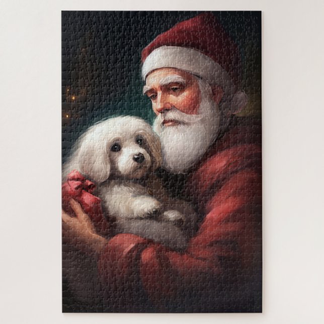 Cotton de Tulear mit Weihnachtsfeiertag des Weihna Puzzle (Vertikal)
