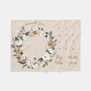 Cotton Eucalyptus Wreath Monthly Baby Milestone Fleecedecke