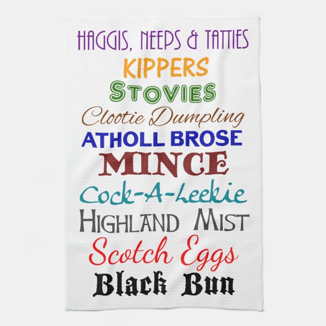 Cotton Kitchen Towel - Scottish Food Names Handtuch (Vertikal)
