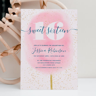 Cotton Süßigkeiten Glitzer Marine rosa Aquarell sü Einladung