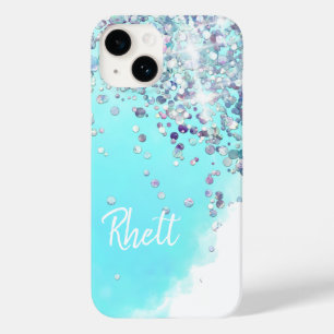 Cotton Süßigkeiten niedlich blaue Glitzer Aquarell Case-Mate iPhone 14 Hülle