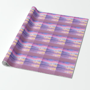 Cotton Süßigkeiten Sonnenaufgang: Strand Blick. Geschenkpapier