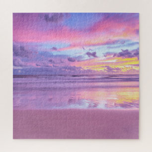 Cotton Süßigkeiten Sonnenaufgang: Strand Blick. Puzzle