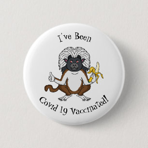 Cotton Top Tamarin Affe Cartoon Illustration Button