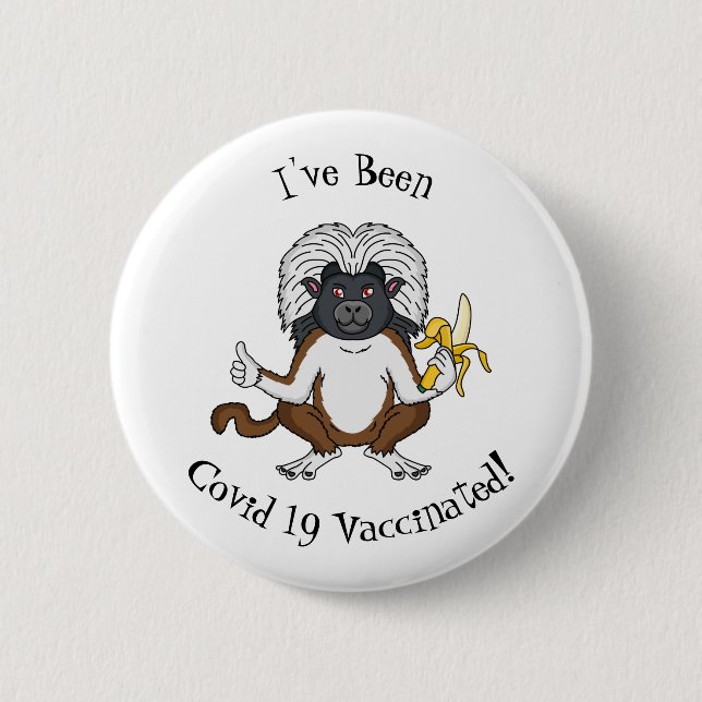 Cotton Top Tamarin Affe Cartoon Illustration Button (Vorderseite)