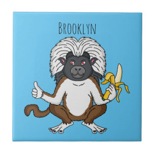 Cotton Top Tamarin Affe Cartoon Illustration Fliese