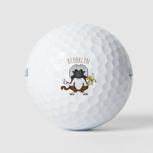 Cotton Top Tamarin Affe Cartoon Illustration Golfball (Vorderseite)
