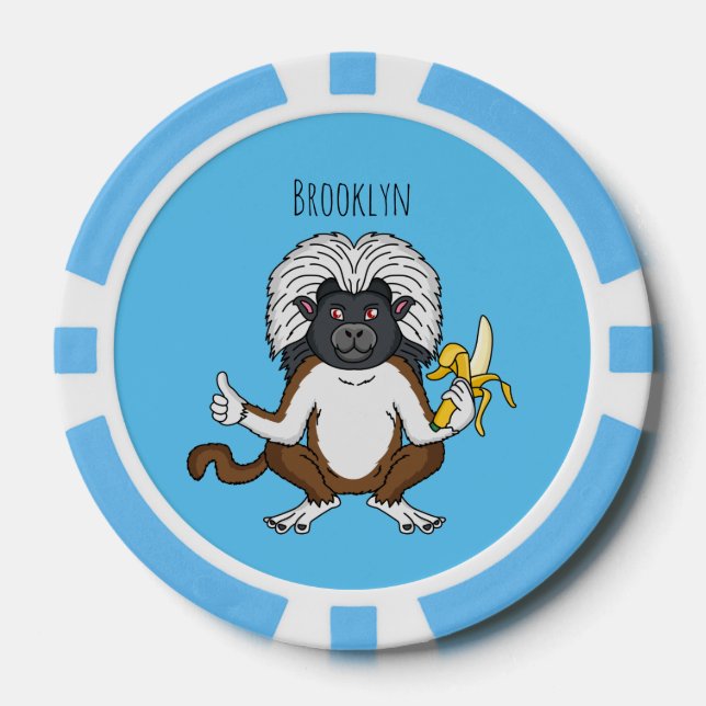 Cotton Top Tamarin Affe Cartoon Illustration Pokerchips (Vorderseite)