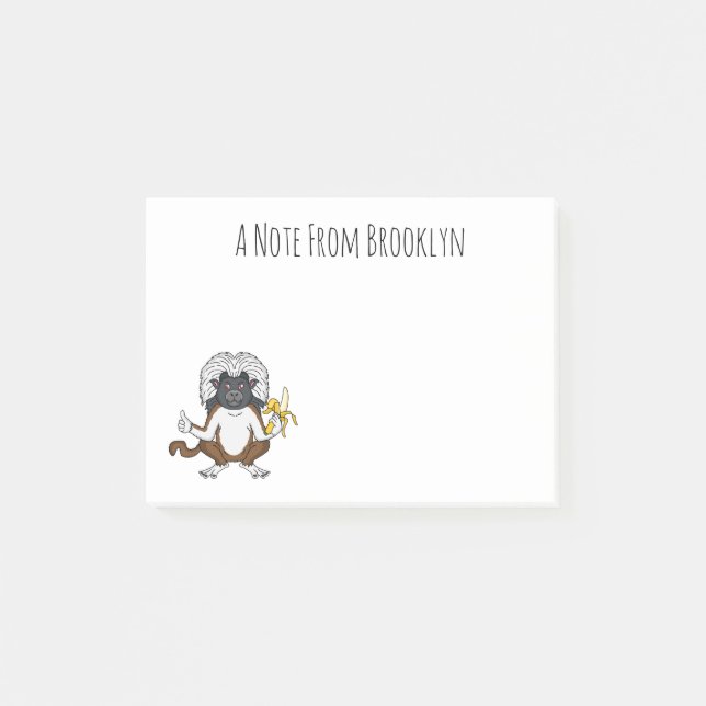 Cotton Top Tamarin Affe Cartoon Illustration Post-it Klebezettel (Vorderseite)