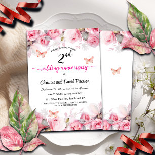 Cotton Wedding Anniversary Blush Rose Einladung