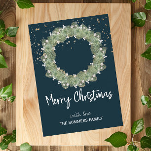 Cotton White Pine Wreath Frohe Weihnachten