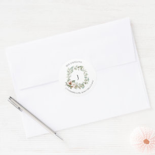 Cotton Winter Greenerity Wreath Monogram Classic R Runder Aufkleber