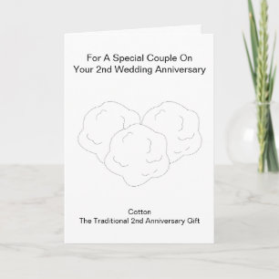 Cotton Wool Personalisiert 2. Hochzeitstag Karte