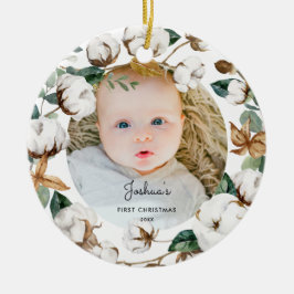 Cotton Wreath Baby 1. Weihnachtsgeschenk Foto Orna Keramik Ornament