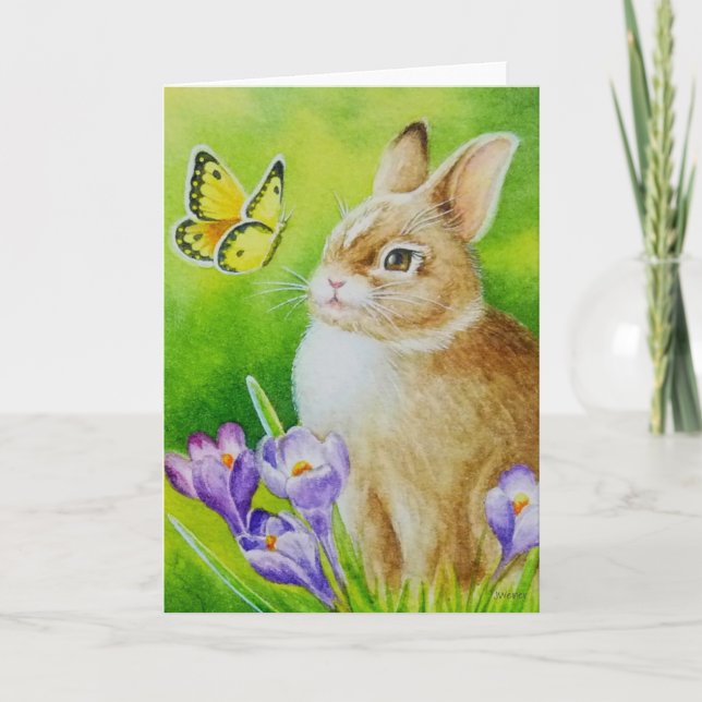 Cottontail Rabbit Butterfly Crocus Karte (Vorderseite)