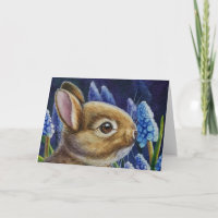Cottontail Rabbit & Trauben Hyazinth Wasserfarben