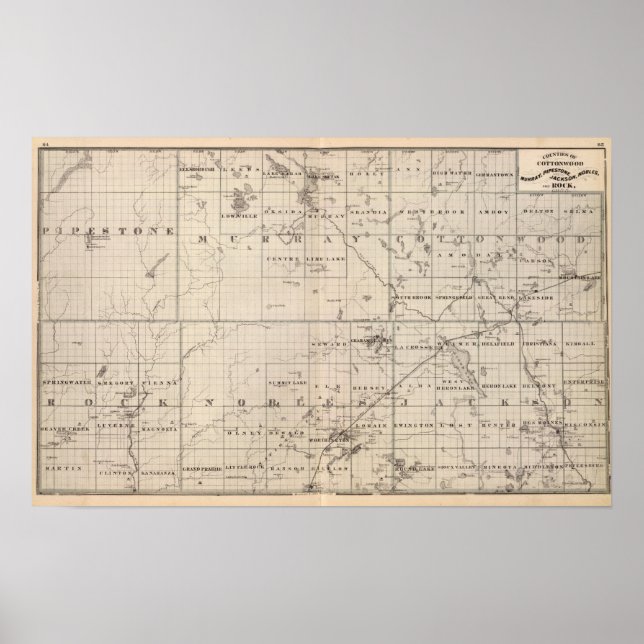 Cottonwood, Murray, Pipestone Landkreis, Minnesota Poster (Vorne)