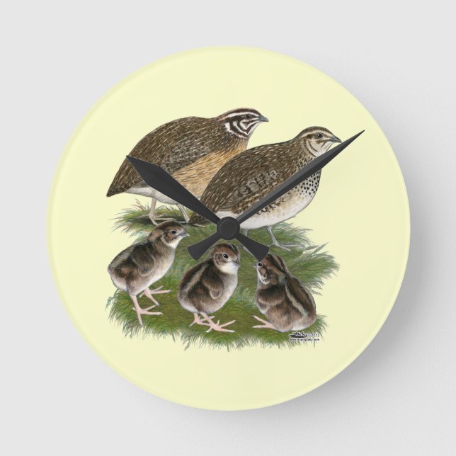 Coturnix Quail Runde Wanduhr (Vorderseite)