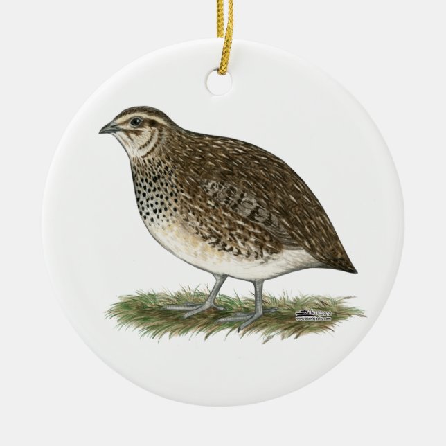 Coturnix-Wachtel-Henne Keramik Ornament (Vorne)