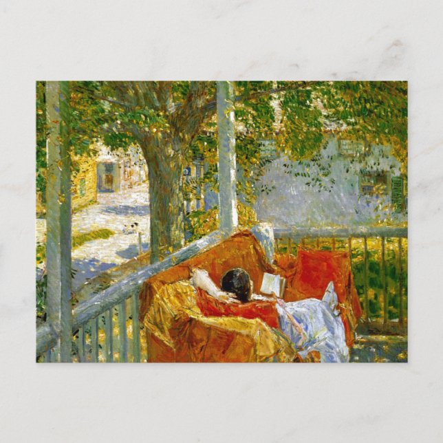 Couch auf der Porch, Cos Cob von Frederick Hassam Postkarte (Vorderseite)