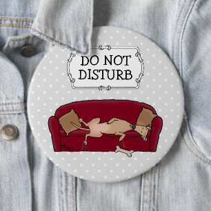 Couch Greyhound (fawn) Dog Lazy Sleeping Funny Button