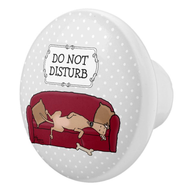 Couch Greyhound (fawn) Dog Lazy Sleeping Funny Keramikknauf (Rechts)