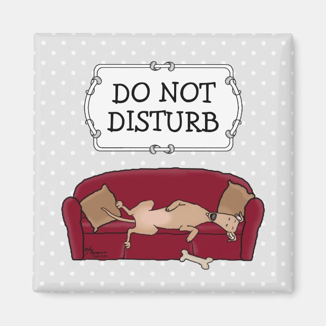Couch Greyhound (fawn) Dog Lazy Sleeping Funny Magnet (Vorne)