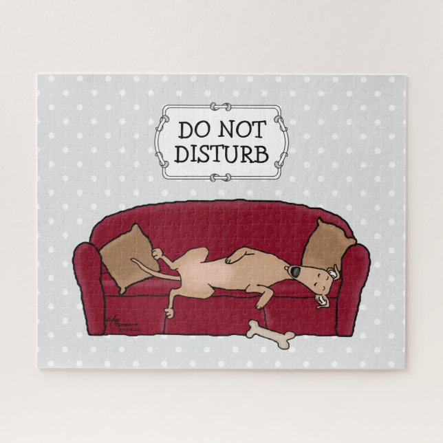 Couch Greyhound (fawn) Dog Lazy Sleeping Funny Puzzle (Horizontal)