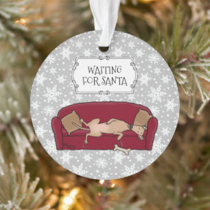 Couch Greyhound (fawn) Hund Gewartet für Santa Ornament