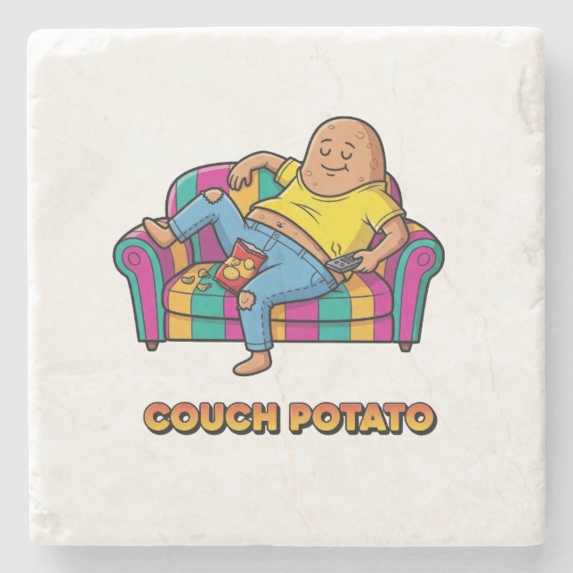 Couch-Potato-Carton Steinuntersetzer (Vorderseite)