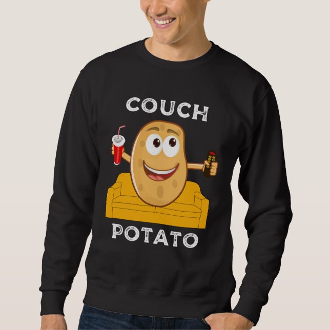 Couch Potato  Lazy People Lounging Watching TV Hum Sweatshirt (Vorderseite)