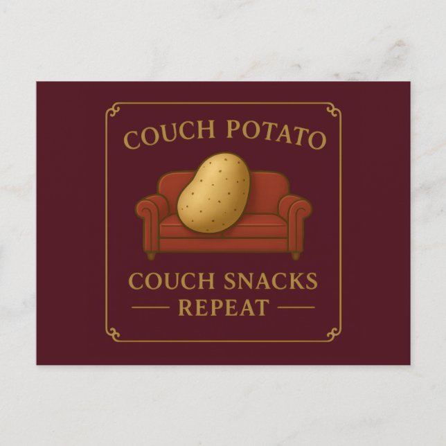 Couch-Potato-Postkarte - Couch, Snacks, Repeat  Postkarte (Vorderseite)