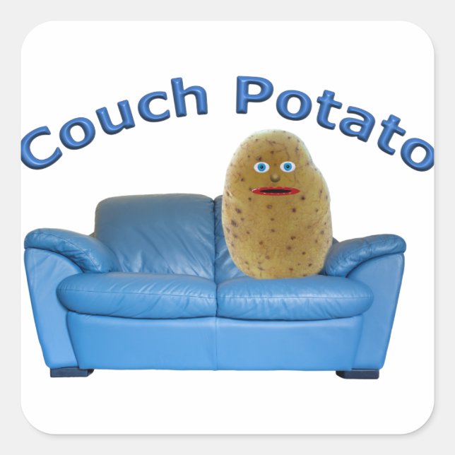 Couch Potato Quadratischer Aufkleber (Vorderseite)
