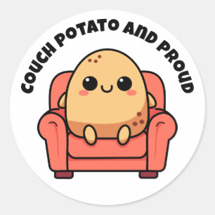 Couch Potato und stolz Runder Aufkleber