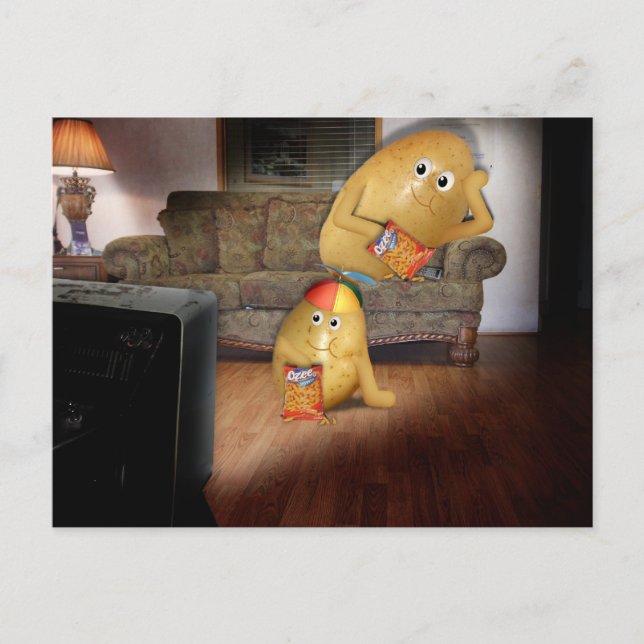 Couch Potatoes Vater und Sohn Postkarte (Vorderseite)