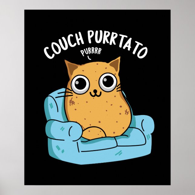 Couch Purrtato Funny Potato Pun Dark BG Poster (Vorne)