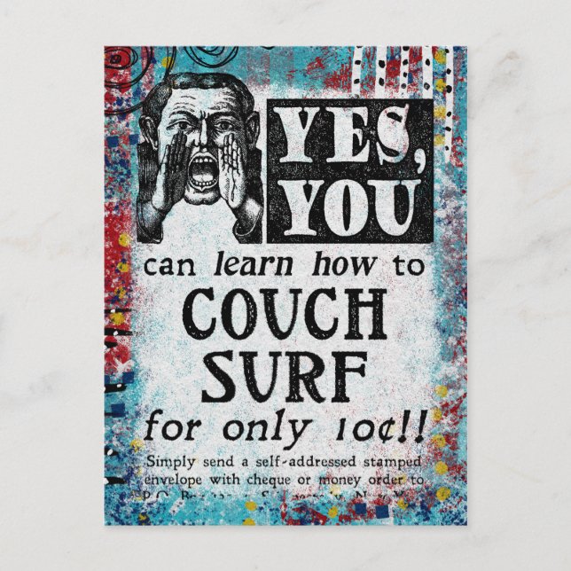Couch Surf - Funny Vintage Ad Postkarte (Vorderseite)