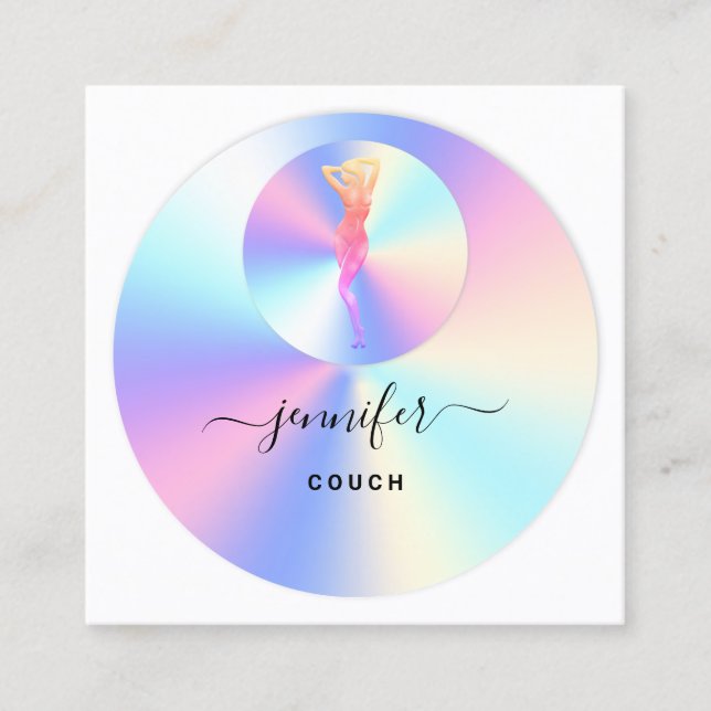Couch Therapeut Foto Holograph QR Logo Body Quadratische Visitenkarte (Vorderseite)