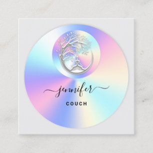 Couch Therapeut Foto Holograph QR Logo Yoga Quadratische Visitenkarte