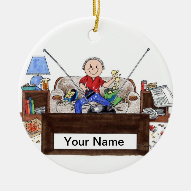 Couchkartoffel - männlich keramikornament (Vorne)