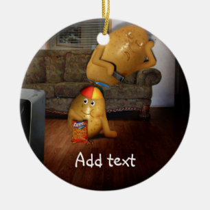 Couchkartoffeln mit Vaterschlafen auf der Couch Keramik Ornament