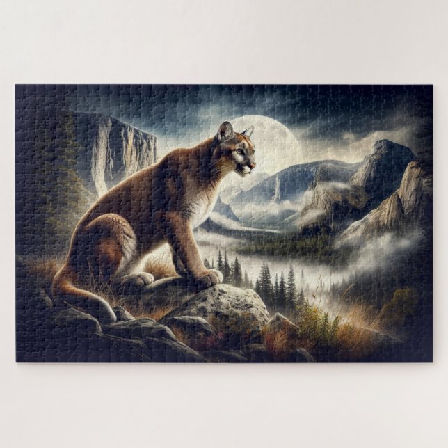 Cougar auf den Felsen, Bergwelt Puzzle (Horizontal)