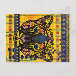 Cougar auf hellgelber Hintergrundkarte Postkarte