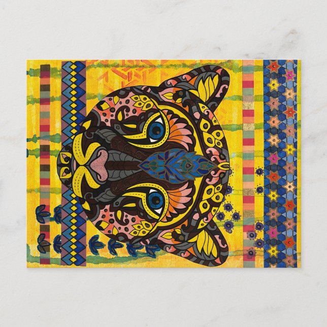 Cougar auf hellgelber Hintergrundkarte Postkarte (Vorderseite)