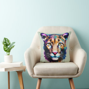 Cougar Color Splash Abstrakt Art Kissen