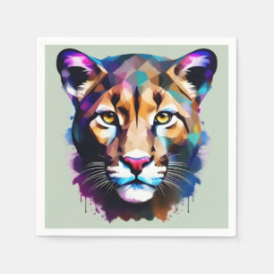Cougar Color Splash Abstrakt Art Serviette