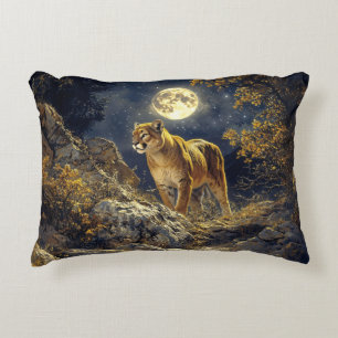 Cougar im Mondlicht Wildlife Art Dekokissen